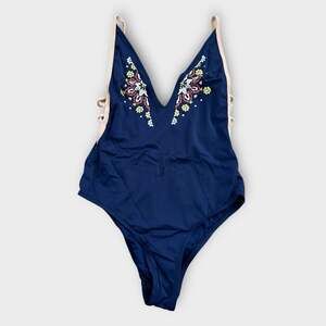 Topshop floral embroidered one piece festival style boho swimsuit Small